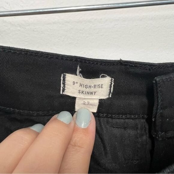 Madewell 9” High Rise Skinny Black Velvet Detail Jeans, Size 27 - Picture 5 of 7